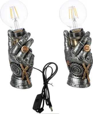 Immagine prodotto di Gilde Tischleuchte (LED), Hand, "Steampunk Hand", Kunstharz, silberfarben, VE 2, L. 7 cm, B. 10 cm, H. 17.5 cm 59049 4063387590492