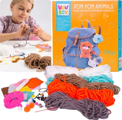 Obrázek produktu pro WOW Box Kreativní sada POMPONOVÁ ZVÍŘÁTKA DIY z příze 8+