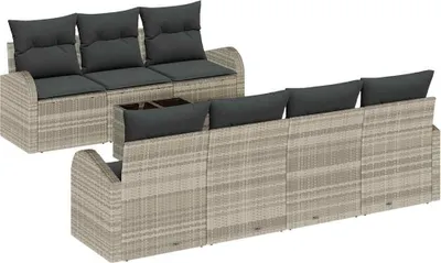 Image de Ensemble de canapés de jardin vidaXL, gris clair, 55 x 55 x 37 cm, en rotin synthétique
