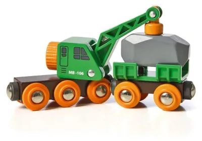 Zdjęcie produktu dla Zielona ciężarówka z dźwigiem Brio z przyczepą