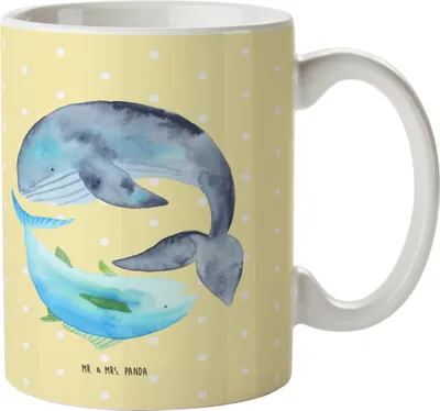 Produktbild von Mr. & Mrs. Panda Plastikbecher Walfisch Thunfisch - Gelb Pastell - Geschenk, Schulkind Tasse, Spruch Lustig, Tunfisch, Tiere, Witz, Wahl, Pott, Wal, Kindergarten Becher