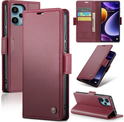 Produktbild von Xiaomi Poco F5 Hülle, Leder Brieftasche Kartenfach Schutzhülle mit Standfunktion für Xiaomi Poco F5 / Redmi Note12 Turbo 5G Rot