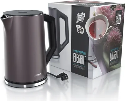 Image de Bouilloire Arendo avec réglage de la température 40 - 100 °C, acier inoxydable, écran LED, 1,5L, 2200W, design double paroi, sans BPA, gris volcan