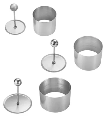 3er Set Edelstahl Kochringe, Dessertringe, 6/7/8 cm