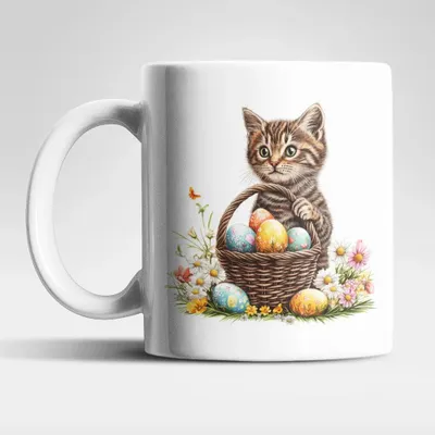 Produktbild von Ostern Katze Ostereier Kaffeetasse Teetasse Tasse Geschenkidee 325 ml – Katze-01