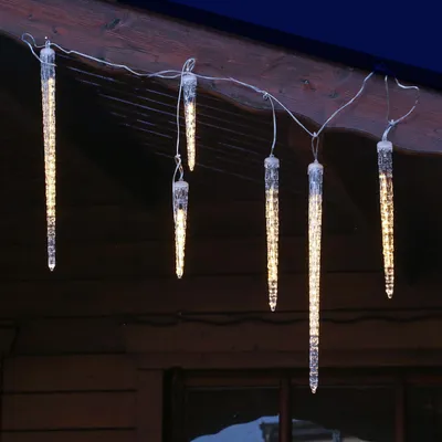Produktbild von LED Lichterkette Eiszapfen - Schneefalleffekt - warmweiße LED - L: 2,5m - Außentrafo - transparent
