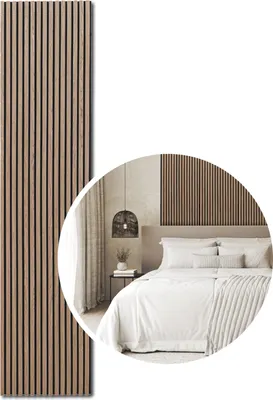 Produktbild von Kaiser plastic Akustikpaneele | Farbe: Walnuss | Format: 120 x 40 cm | Wandpaneele aus Holzfunier und Filz | moderne Lamellenwand