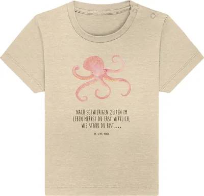 Produktbild von Mr. & Mrs. Panda  T-Shirt Tintenfisch 24. - 36. Monat - Natural Raw - Geschenk, Ozean, Babyshirt, Wasser, Organic Baby Shirt, Lustige Sprüche, Meer, Krake, Meerestier
