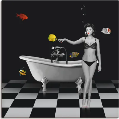 Produktbild von ARTland Leinwandbild Ein Badezimmer für Fische Größe: 50x50 cm