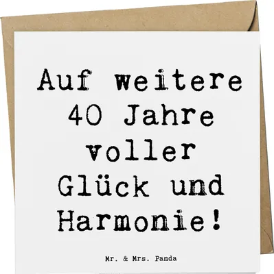 Produktbild von Mr. & Mrs. Panda Grußkarte Spruch 40. Hochzeitstag Rubinhochzeit - Weiß - Geschenk, Ehejubiläum, Geschenke, Klappkarte, Glückwunschkarte, Heiraten, anlasskarte, Heirat