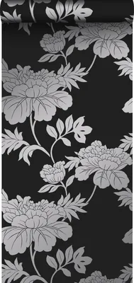 Zdjęcie produktu dla Origin Wallcoverings Tapeta kwiaty czarnym 53 cm x 10.05 m