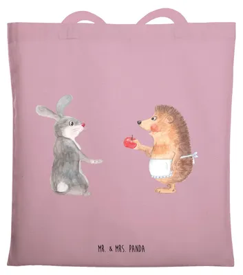Produktbild von Mr. & Mrs. Panda Tote Bag Hase Igel - Rosa Pastell - Geschenk, Einkaufstasche, Trennungsschmerz, Lustige Sprüche, und, Laptoptasche, Herzschmerz, Trösten, Shopping Tasche