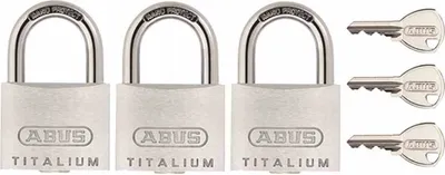 Produktbild von ABUS 184-307 Vorhangschoss 64TI/30 aus TITALIUM, silber, 3-teilig (1 Set)