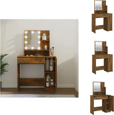 Produktbild von vidaXL Schminktisch mit LED Räuchereiche 86,5x35x136 cm - Schminktische