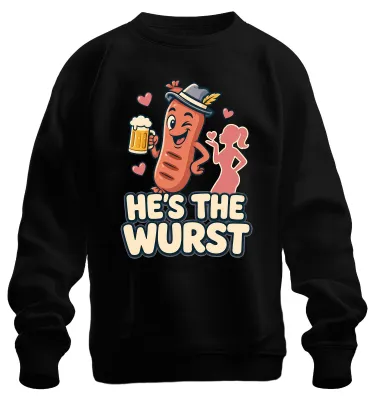 Immagine prodotto di È una felpa con cappuccio, modello "Wurst Bratwurst Bier Tracht Lederhose", di colore nero, taglia L