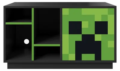 Obrázek produktu pro MINECRAFT - televizní nábytek, nízká deska, police na konzole, herní nábytek s tmavým designem a osvětlením