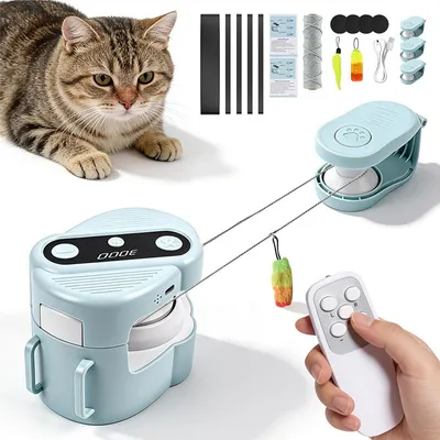 Produktbild von Interaktives Katzenspielzeug, Elektrisches Laufendes Spielzeug mit Mausgeräusch, Automatisch & Manuell, DIY Katzenrennen für Wohnungskatzen