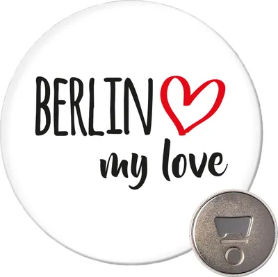 Produktbild von Huuraa Magnet Berlin my love 59mm Kühlschrankmagnet rund Flaschenöffner Geschenkidee