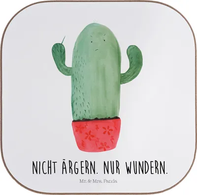 Produktbild von Mr. & Mrs. Panda Tischuntersetzer Kaktus Wut - Weiß - Geschenk, Coaster, Büro, ärgern, Tassenuntersetzer, Chefin, weinuntersetzer, gläseruntersetzer, Kakteen, Kollege