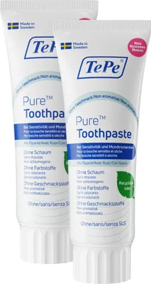 Produktbild von 2er-Set TePe Zahnpasta Pure, Geschmack:Ohne Geschmack