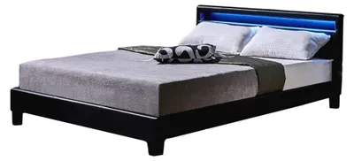 Produktbild von HOME DELUXE - LED Bett Astro - Schwarz, 140 x 200 cm - Inkl. Lattenrost I Polsterbett Design Bett inkl. Beleuchtung