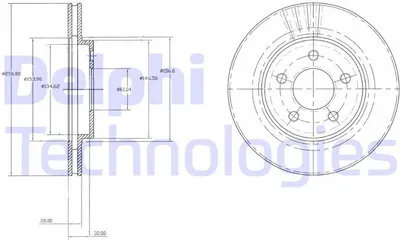 Produktbild von 2x DELPHI Bremsscheibe BG3594 für CHRYSLER Voyager / Grand Voyager III (GS) 38mm