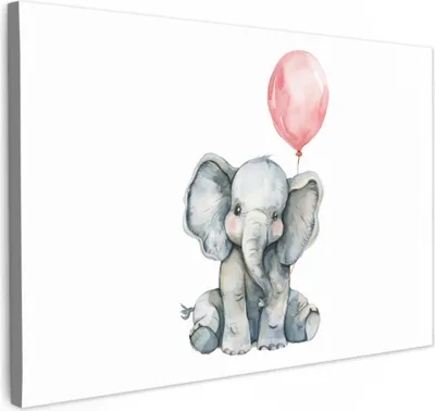 Produktbild von Leinwand Bilder 30x20 cm - Kinder Ballon - Drache - Rosa, Bilder Wohnzimmer Modern, Wanddeko