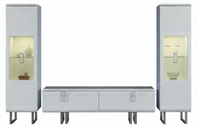 Immagine prodotto di Elegante set da salotto composto da 3 elementi, con mobile TV basso e 2 vetrine