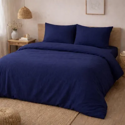 Image de Parure de lit - PROMO LINGE - Alia - Gaze de coton - 240 x 220 cm - bleu