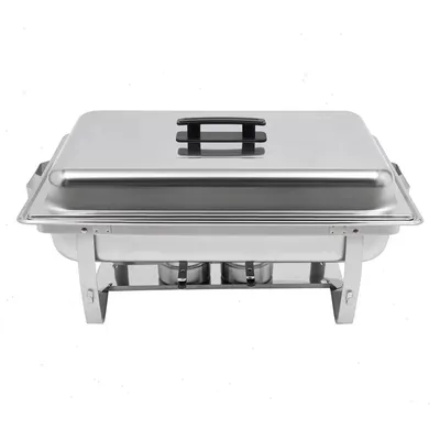 Zdjęcie produktu dla Podgrzewacz bufetowy – Chafing Dish – pojemność 7 l – prostokątny – stal nierdzewna – podgrzewacz wodny 53×32,8×6,5 cm – wymiary 60×34,5×30 cm – srebrny