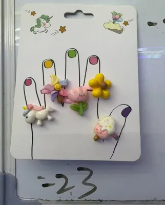 Zdjęcie produktu dla Zestaw pierścionków z kwiatami i jednorożcem 5 szt