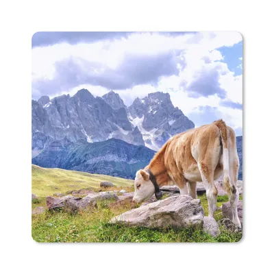 Produktbild von MuchoWow® Mauspad Mousepad Alpen - Kuh - Berg 20x20 cm - Mousepads - Maus Mat - Pad - Mausunterlage - Desk Mat - Bureauartikeln