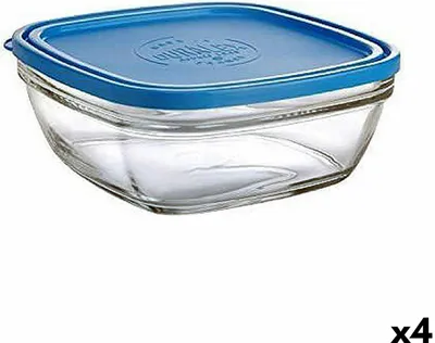 Obrázek produktu pro Čtvercový box na oběd s víkem Duralex FreshBox Blue 3 L 23 x 23 x 9 cm (4 kusy)