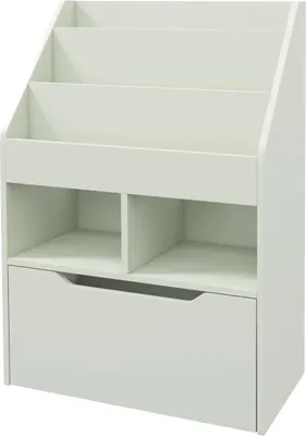 Produktbild von Fortuna Lai Kinder Bücherregal Kinderregal mit Schublade, 3 Ablagefächern und 2 offenen Fächern, Aufbewahrungsregal für Kinderzimmer, Spielzimmer, Hellgrün, 60 x 29,9 x 90 cm