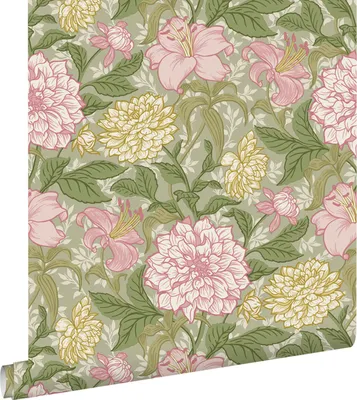 Produktbild von ESTAhome Tapete Blumenmuster Lila, Grün und Gelb 50 x 900 cm