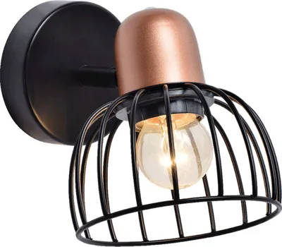 Obrázok produktu pre Nástenné svietidlo BASKET 1xE27/40W, čierna/červená meď, D: 120, Š: 130, V: 170, pätica E27, stmievateľné