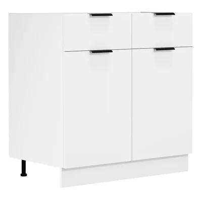 Image de Meuble de cuisine | Dimensions env. H. 82 x W. 80 x. T. 46 cm | Cabinet avec deux portes et deux tiroirs | Mobilier de cuisine – Fasola
