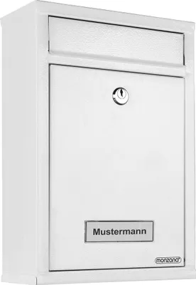 Immagine prodotto di Cassetta postale in acciaio bianco con serratura, 32x22x9 cm, resistente alle intemperie