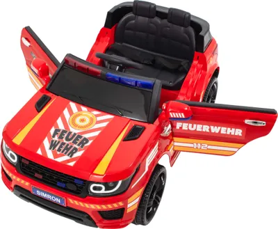 Produktbild von Deutsche FEUERWEHR, Kinderauto Feuerwehrauto mit Funkgerät Sirene und Martinshorn Bluetooth Kinderfahrzeug Kinder Elektroauto Gefedert Hilfsrollen