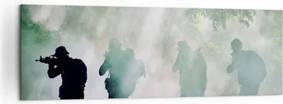 Produktbild von Bild auf Leinwand - Leinwandbild - Soldat Gewehr - 160x50cm - Wand Bild - Wanddeko - Wandbilder - Leinwanddruck - Bilder - Kunstdruck - Wanddekoration - Leinwand bilder - Wandkunst - AB160x50-3976