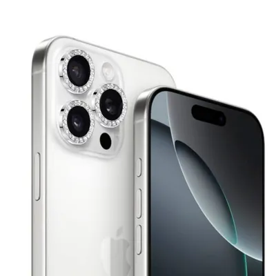 Produktbild von Linsenschutz Kamera Panzerfolie für Apple iPhone 16 Pro Max Linsenringe silber