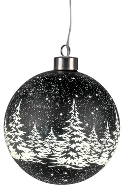 Produktbild von formano LED Hängekugel 12 cm Schwarz mit Timer 6h/18h Weihnachtsdeko