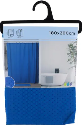 Image de TENDANCE | Rideau de douche - Rideau de bain - 180 x 200 cm - bleu - Salle de bain - Imperméable