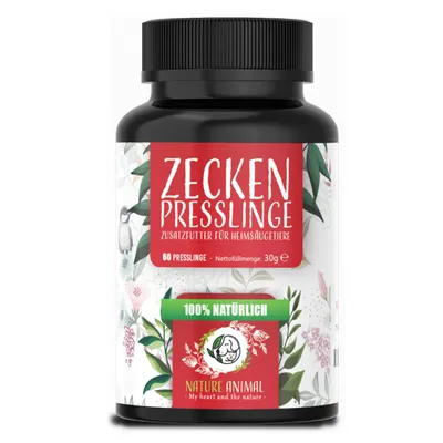 Produktbild von Nature Animal® Zecken Presslinge - Zecken Tabletten – zum Schutz vor Zeckenbefall – Zecken Hund – Zeckenschutz Hund – Zeckentabletten