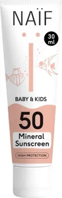 Imagen del producto de Crema protectora solar para niños Naif Baby & Kids, protección mineral, SPF 50, 30 ml
