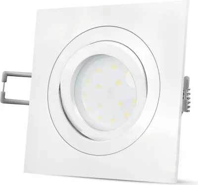 Produktbild von QF-2 Deckeneinbaustrahler flach eckig weiß - LED Einbaustrahler dimmbar ohne Dimmer mit fourSTEP Modul 4W warmweiß 230V