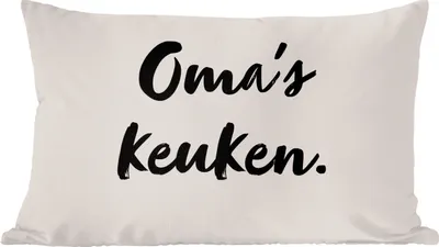Produktbild von MuchoWow® Zierkissen Sofakissen Wohnzimmer Dekokissen 50x30 cm Zitat - Omas Küche - Taupe - Wohnzimmerdekoration - Polster mit Photo