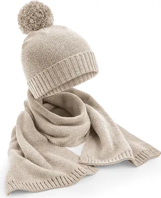 Produktbild von Beechfield Knitted Scarf and Beanie Gift Set