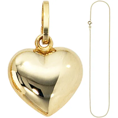 Produktbild von Schmuck-Set Anhänger Herz Herzchen auf 1,3mm Panzerkette 333 Gold Gelbgold 50cm