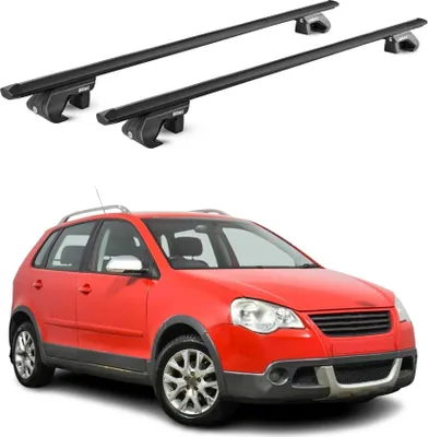 Image de Barres de toit transversales pour VW Polo 9N 6R 2003-2017 Alu Noir 2 pièces ABE